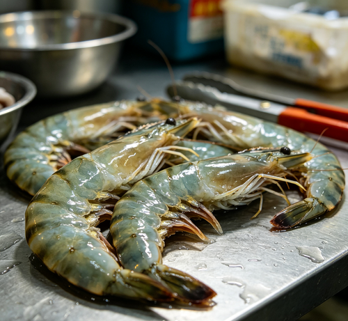 Fresh raw king prawns