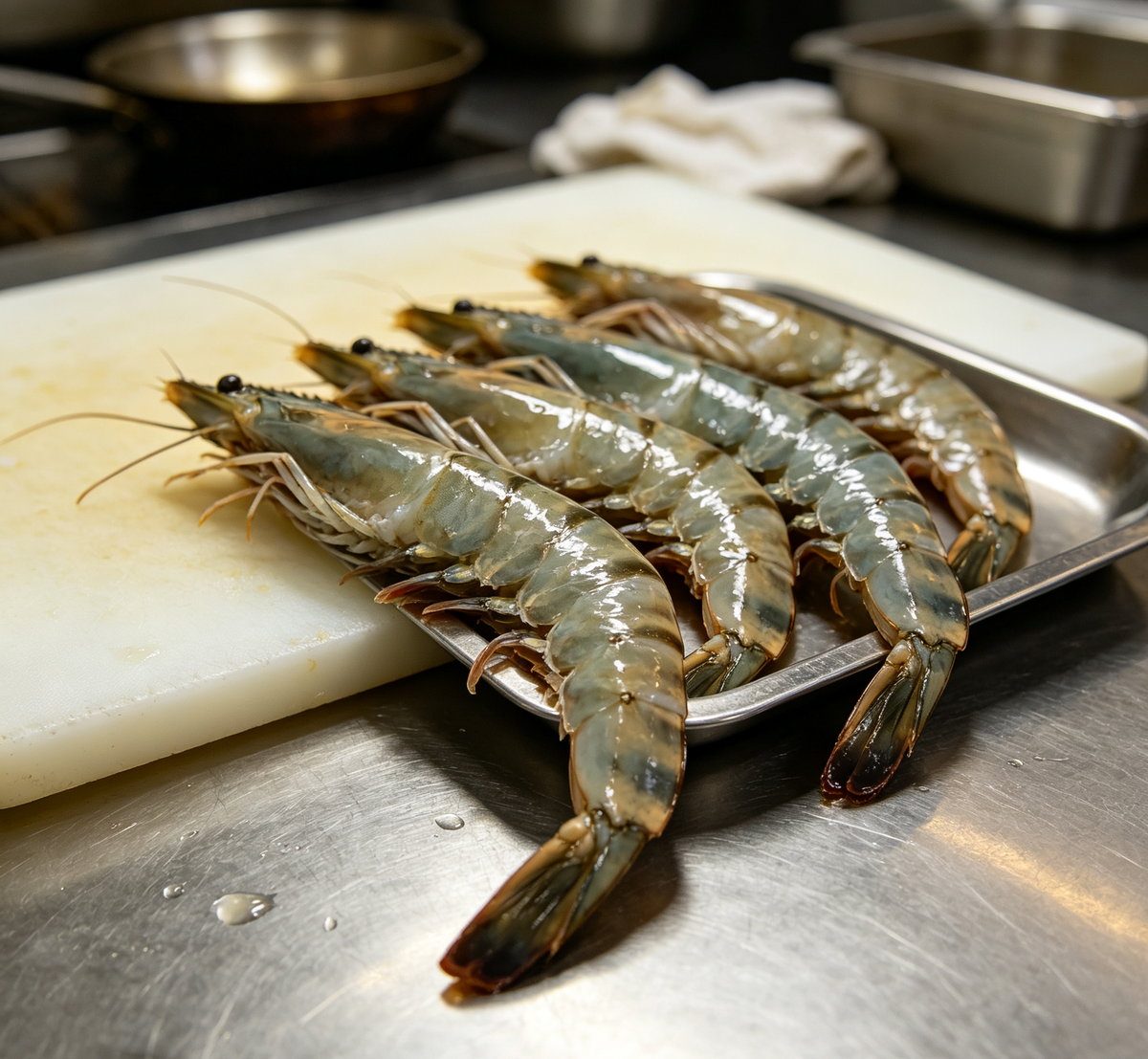 Fresh raw king prawns